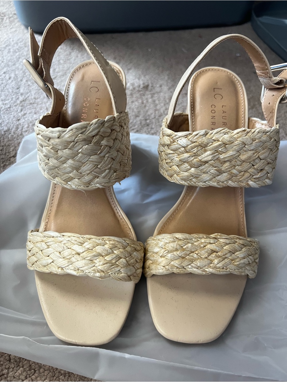 LC Lauren Conrad Cream Braided Wedge Sandals